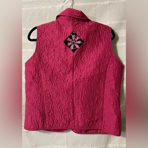 Scrap Work Women’s Winter Christmas Vest Pink Size Medium EUC - Picture 2 of 3
